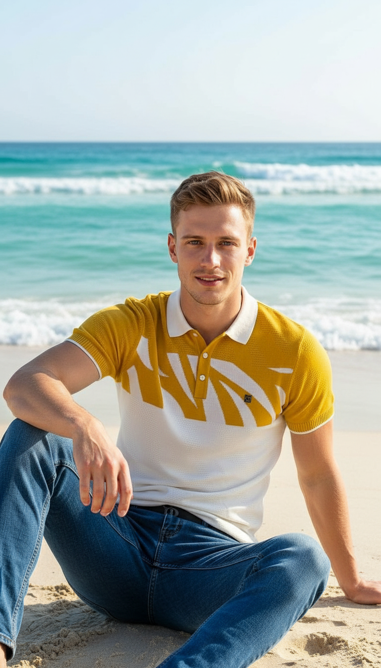 Style-53365-atterned Polo T-shirt view 4