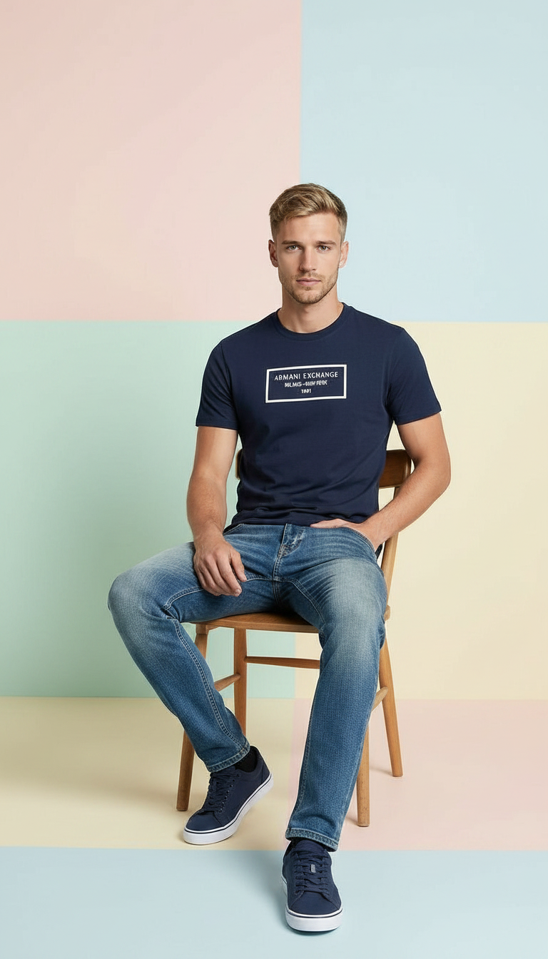 Imported Round Neck Blue T-shirts view 4