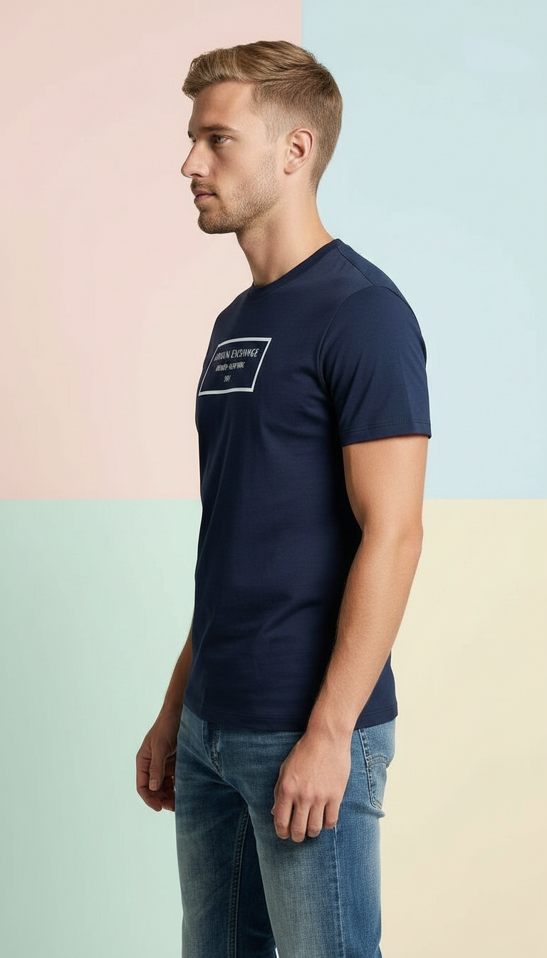 Imported Round Neck Blue T-shirts view 3
