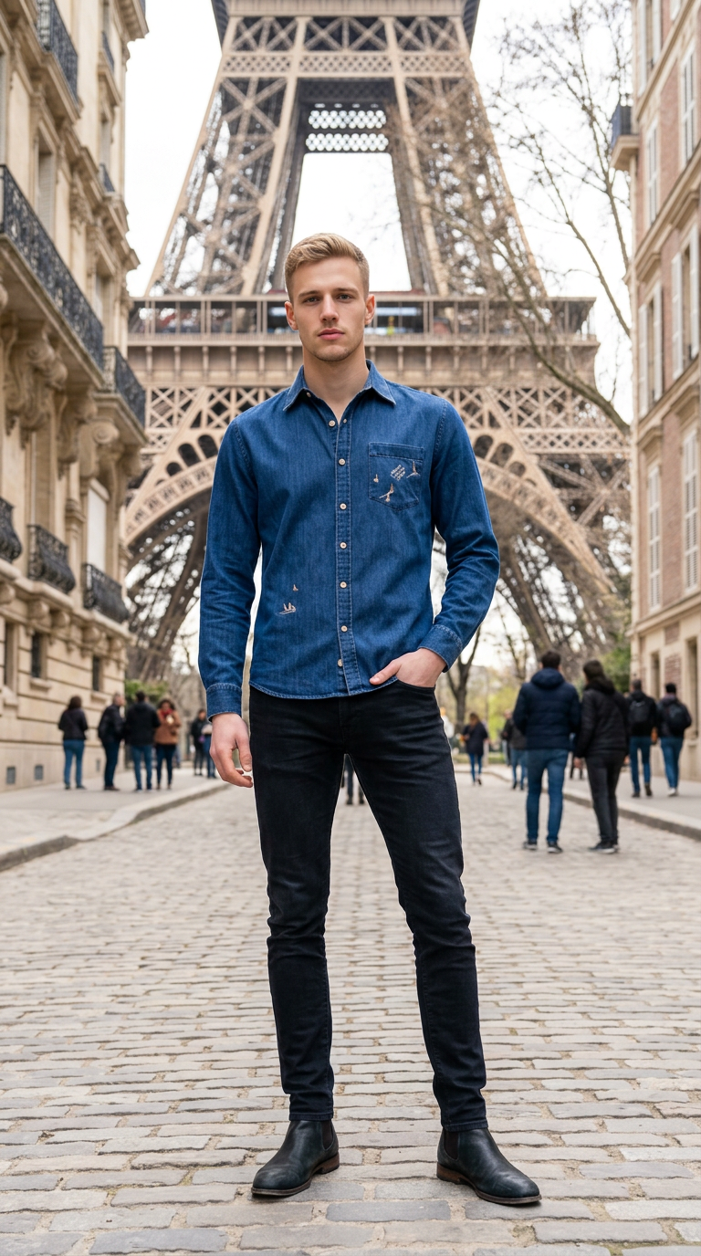 Style-25452-Denim Long Sleeve Shirt view 5
