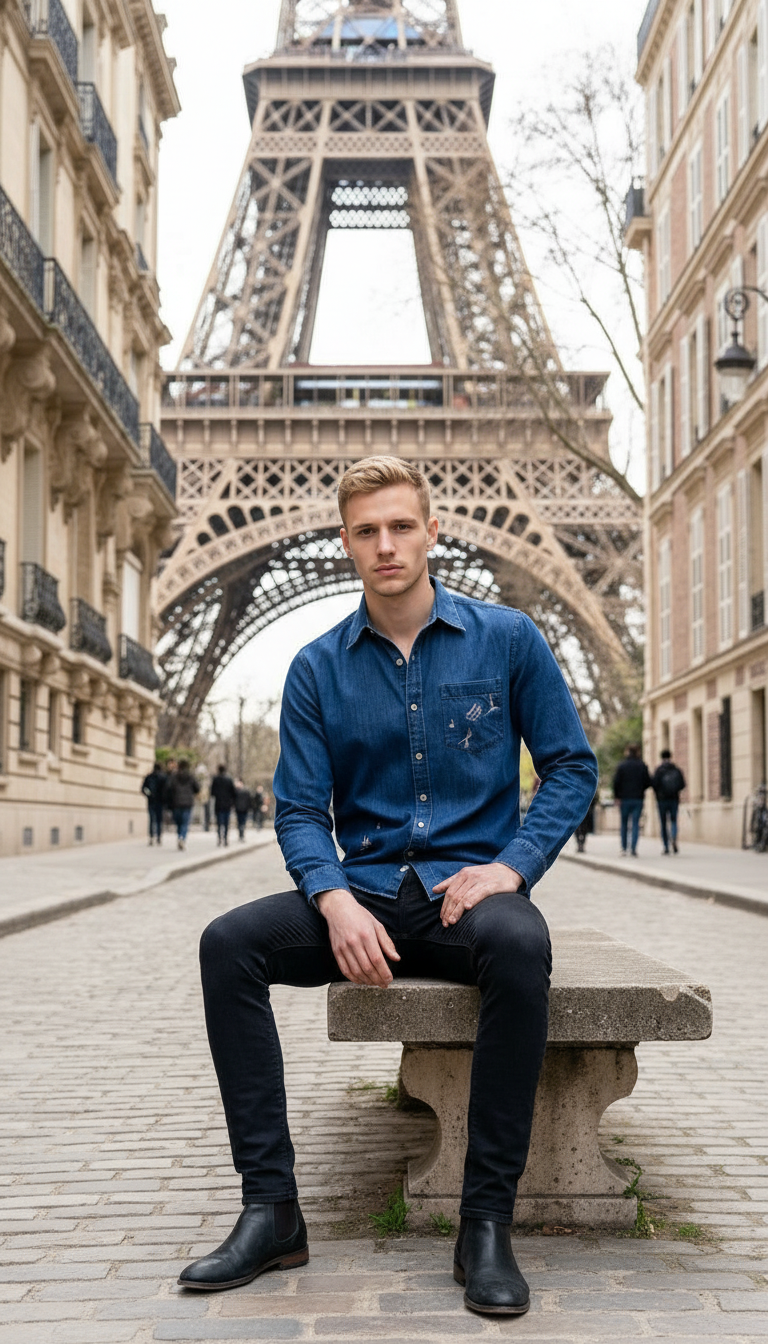 Style-25452-Denim Long Sleeve Shirt view 4