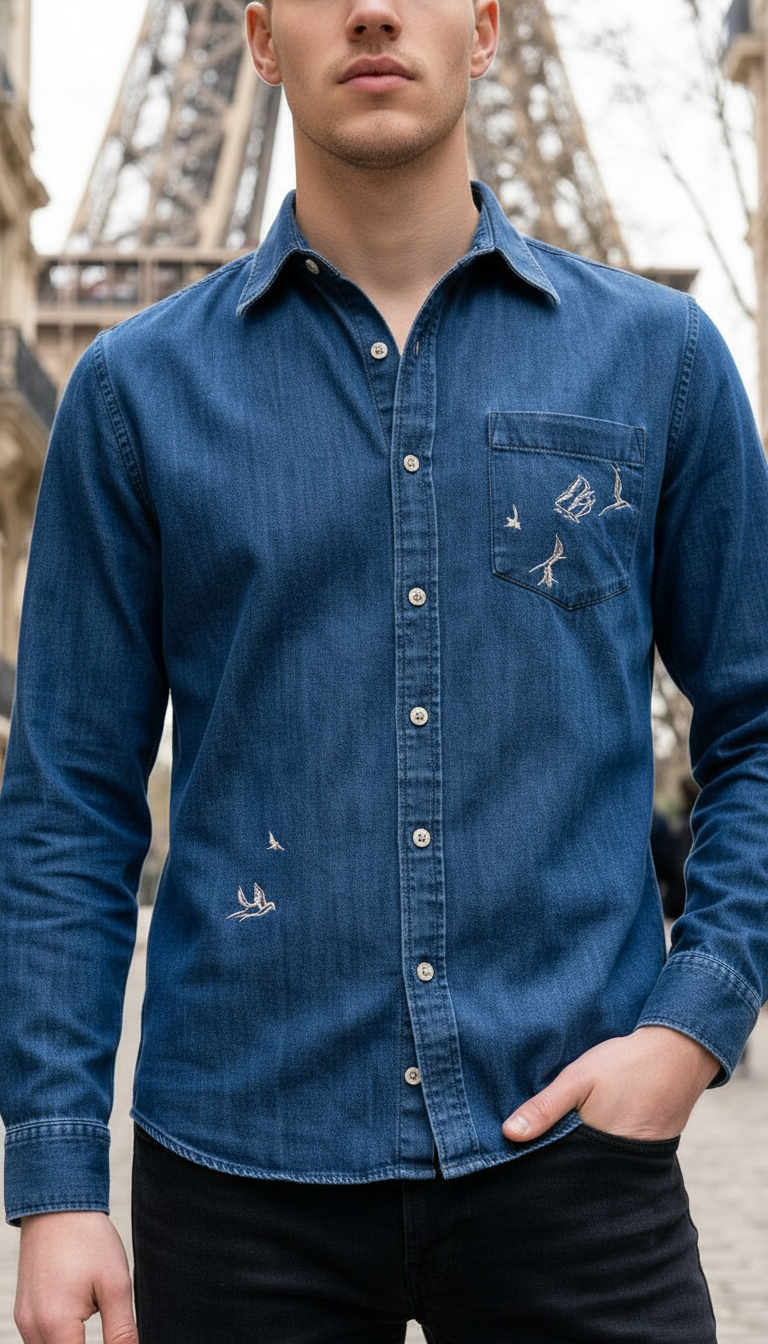 Style-25452-Denim Long Sleeve Shirt view 2