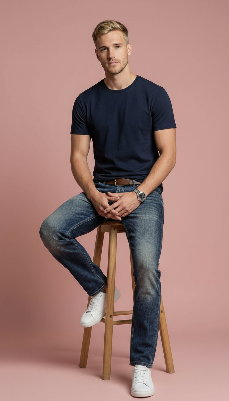 Classic Navy Blue Jeans view 3