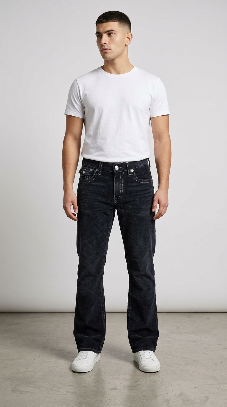 Style-3298-Bootcut Corduroy Jeans view 3
