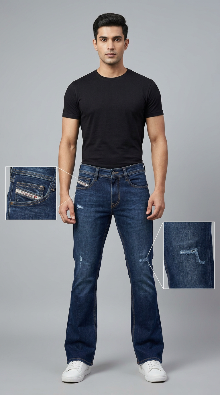 Style-3001-Blue Bootcut Jeans view 5