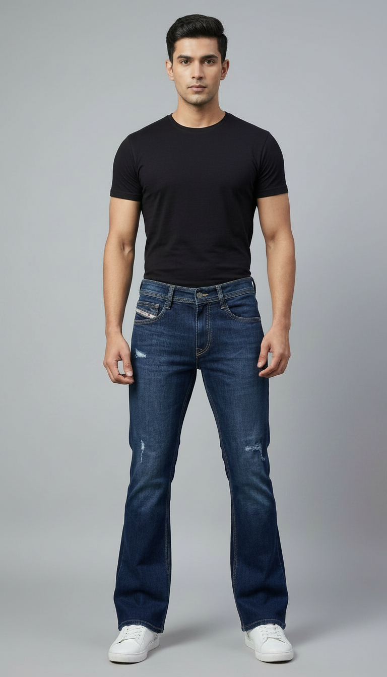 Style-3001-Blue Bootcut Jeans