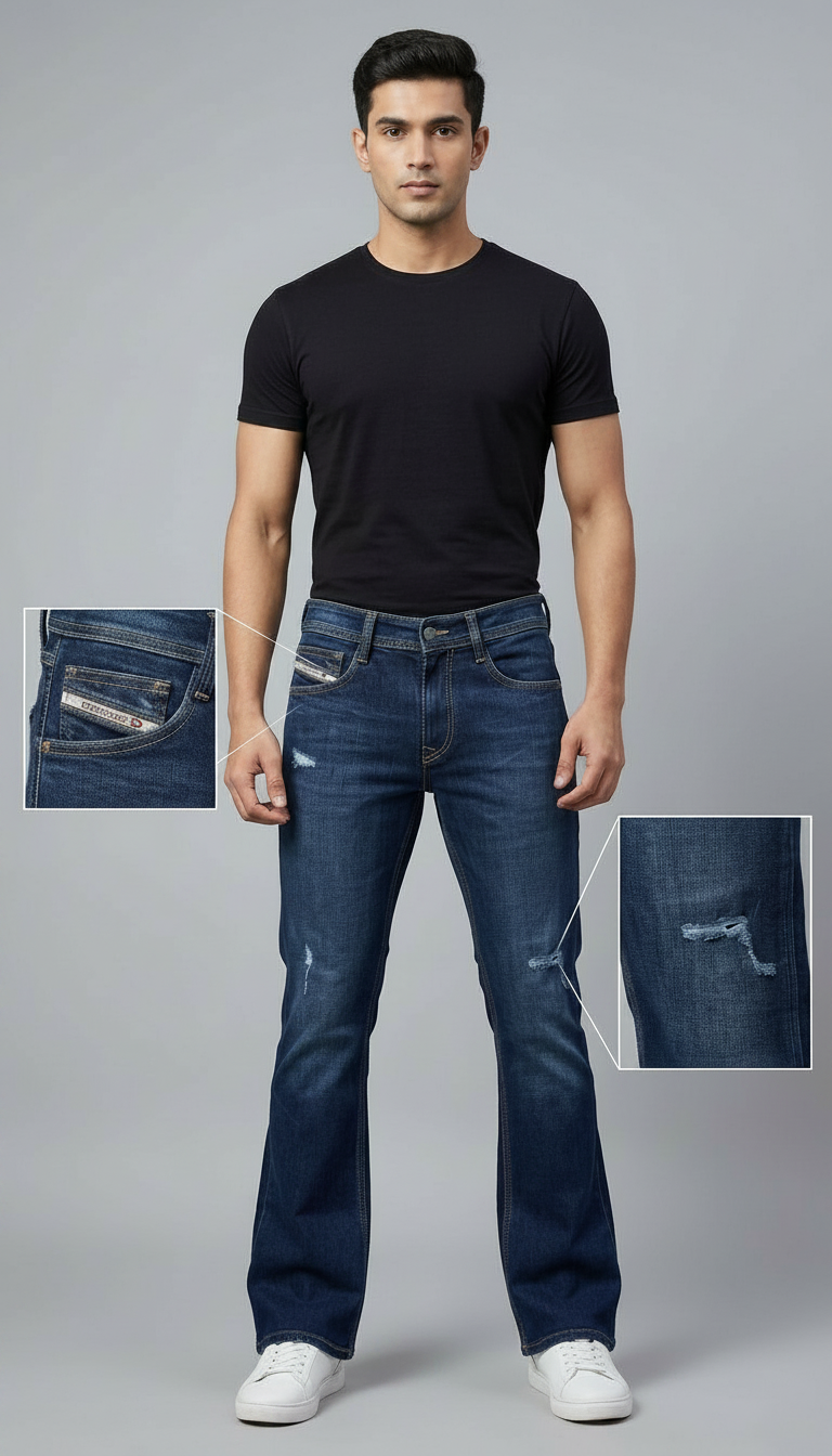 Style-3001-Blue Bootcut Jeans view 3