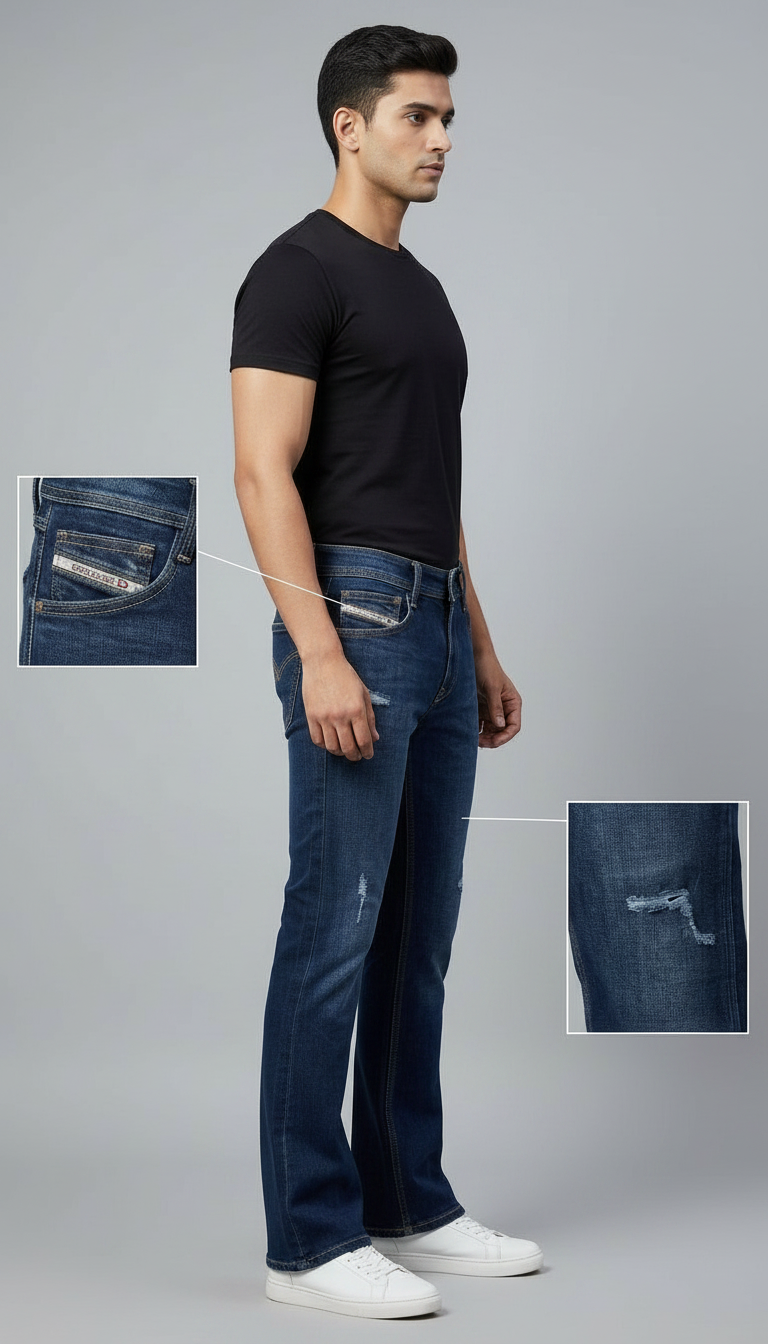 Style-3001-Blue Bootcut Jeans view 4