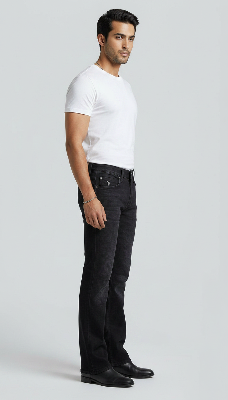 2954-Black Denim Jeans view 2
