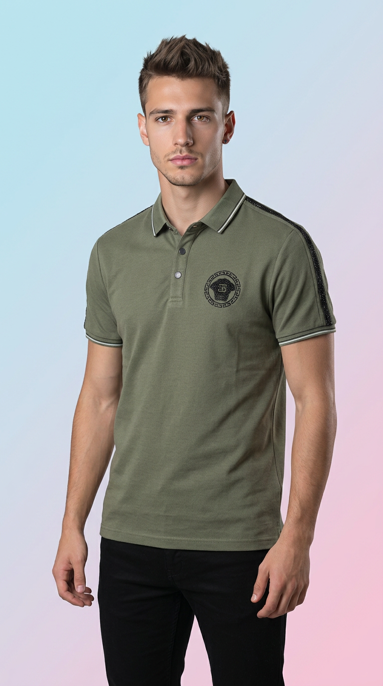 Style-3034-Green Polo T-shirt view 5