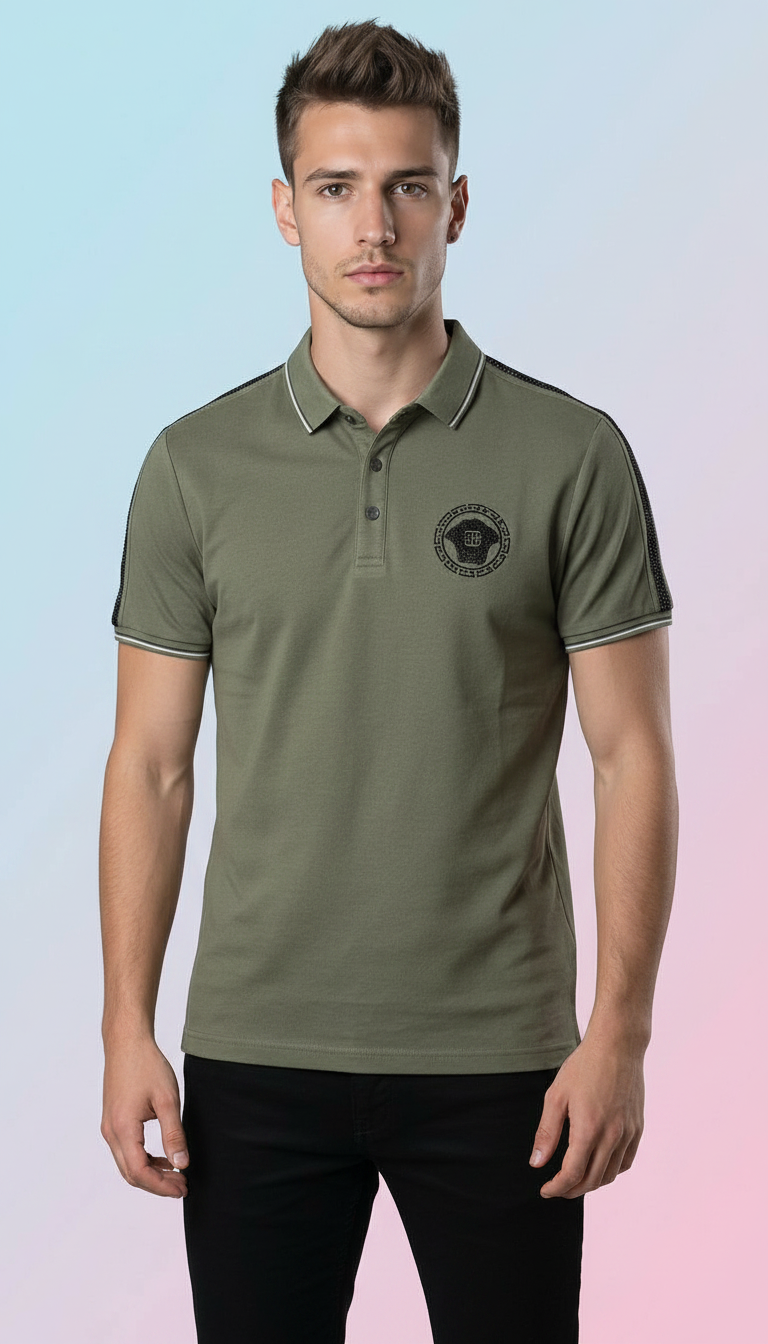 Style-3034-Green Polo T-shirt view 4