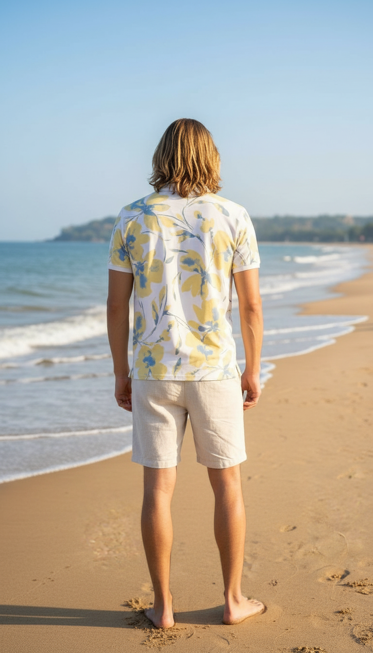 Style-5033-Floral Print Polo T-shirt view 2