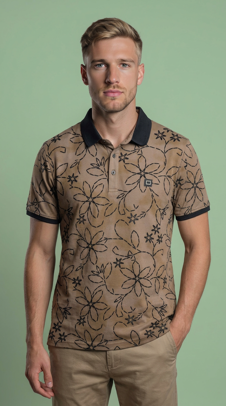 Style-5055-Floral Print Polo T-Shirt view 6