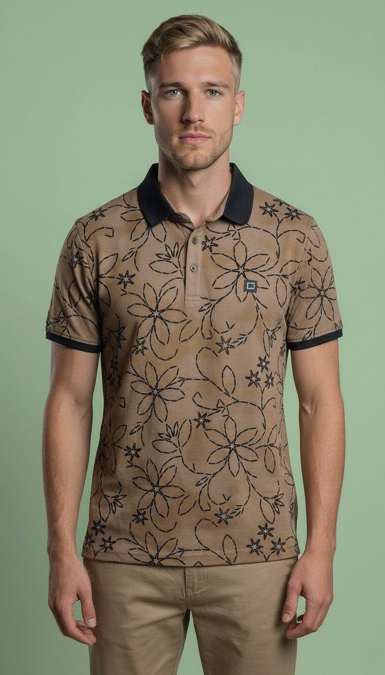 Style-5055-Floral Print Polo T-Shirt view 5