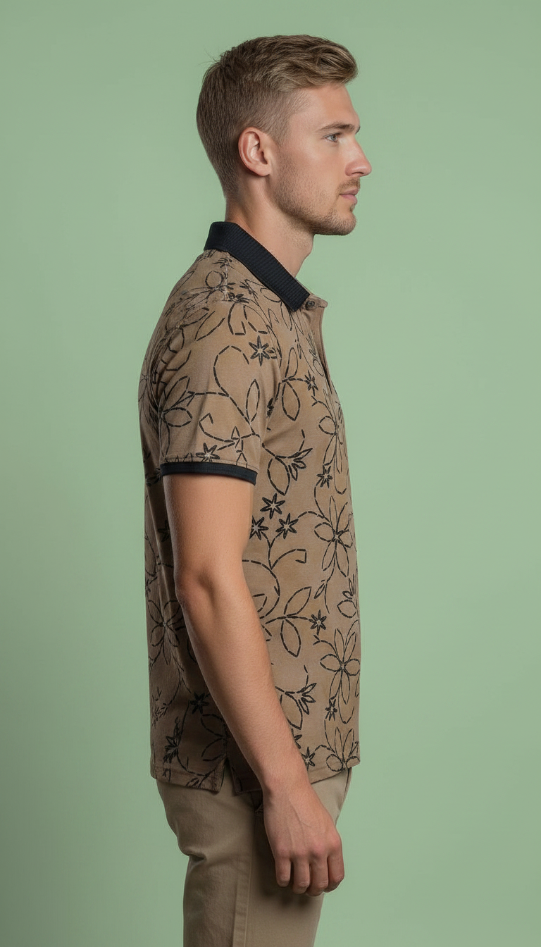 Style-5055-Floral Print Polo T-Shirt view 4