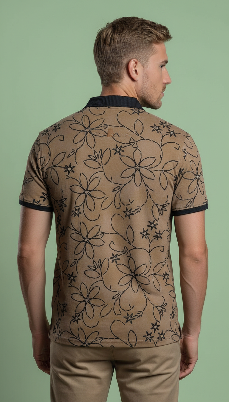 Style-5055-Floral Print Polo T-Shirt view 3