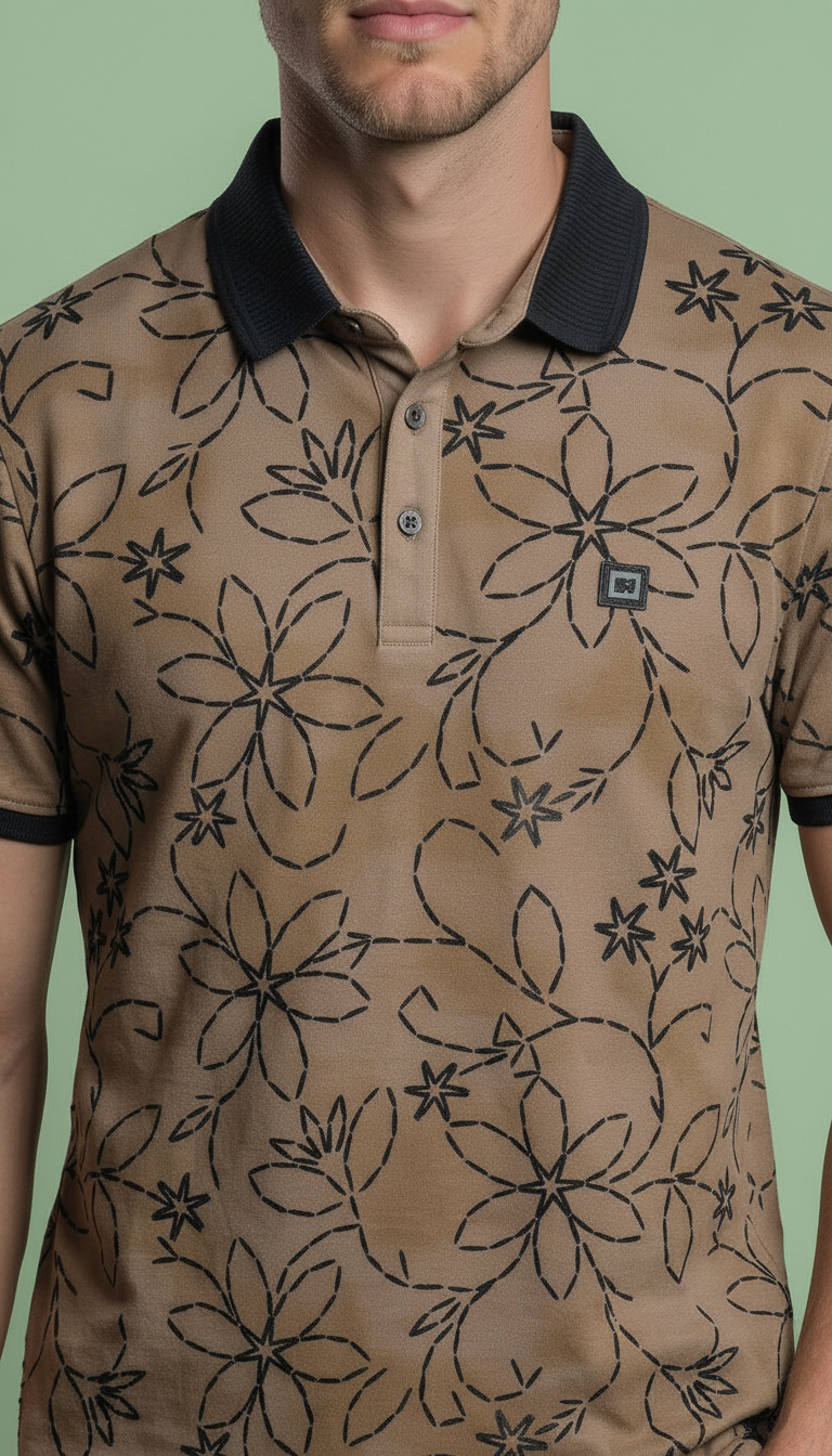 Style-5055-Floral Print Polo T-Shirt view 2