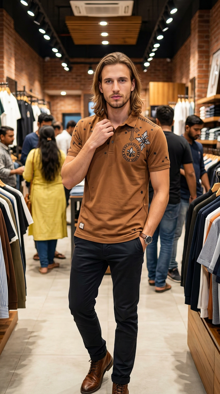 Style-14051-Classic Brown Polo T-shirts view 5