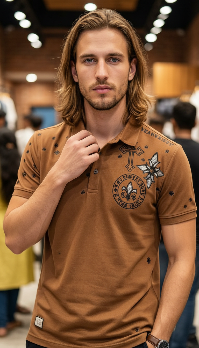 Style-14051-Classic Brown Polo T-shirts view 3