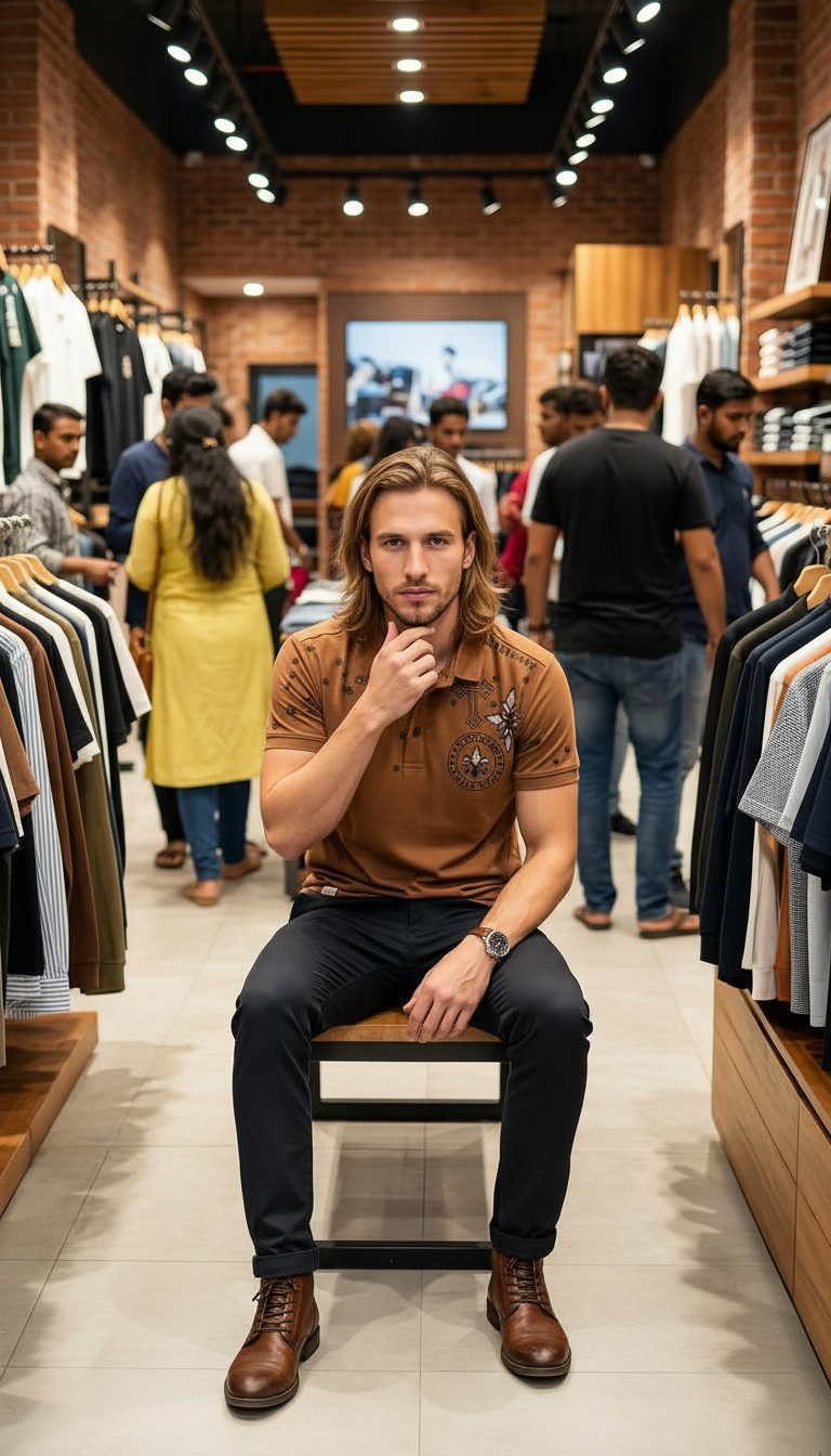 Style-14051-Classic Brown Polo T-shirts view 4