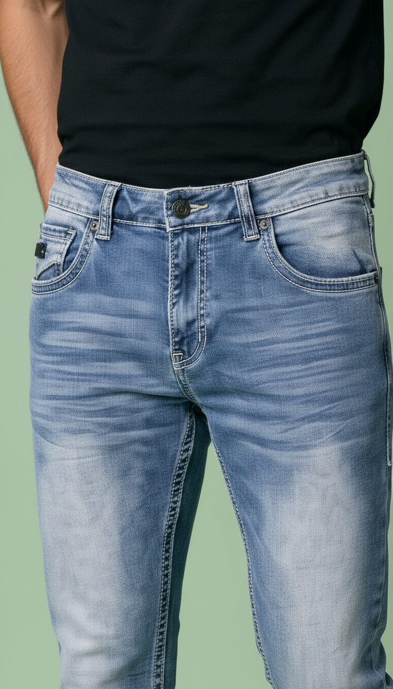 TS01-Blue Denim Jeans Slim Fit view 3