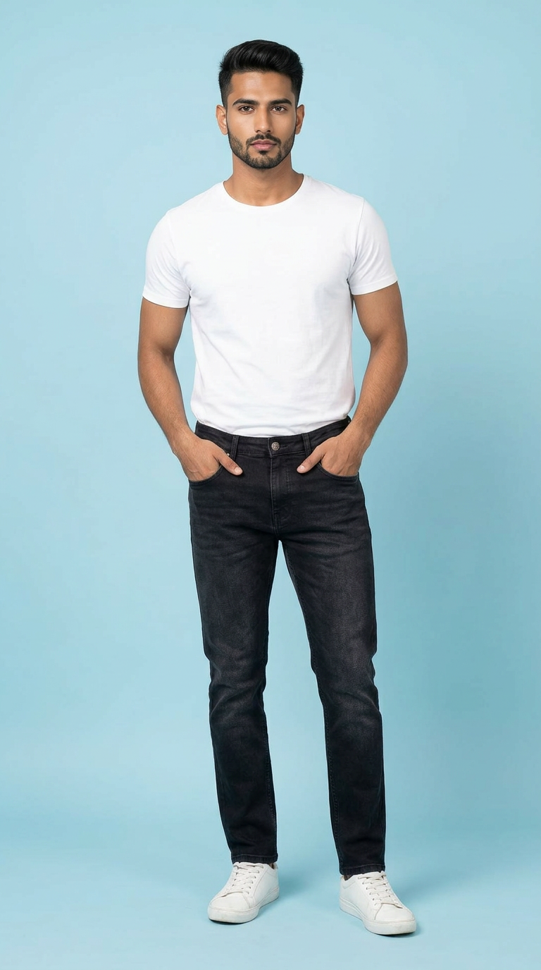 Style-8619-Black Denim Jeans Slimfit
