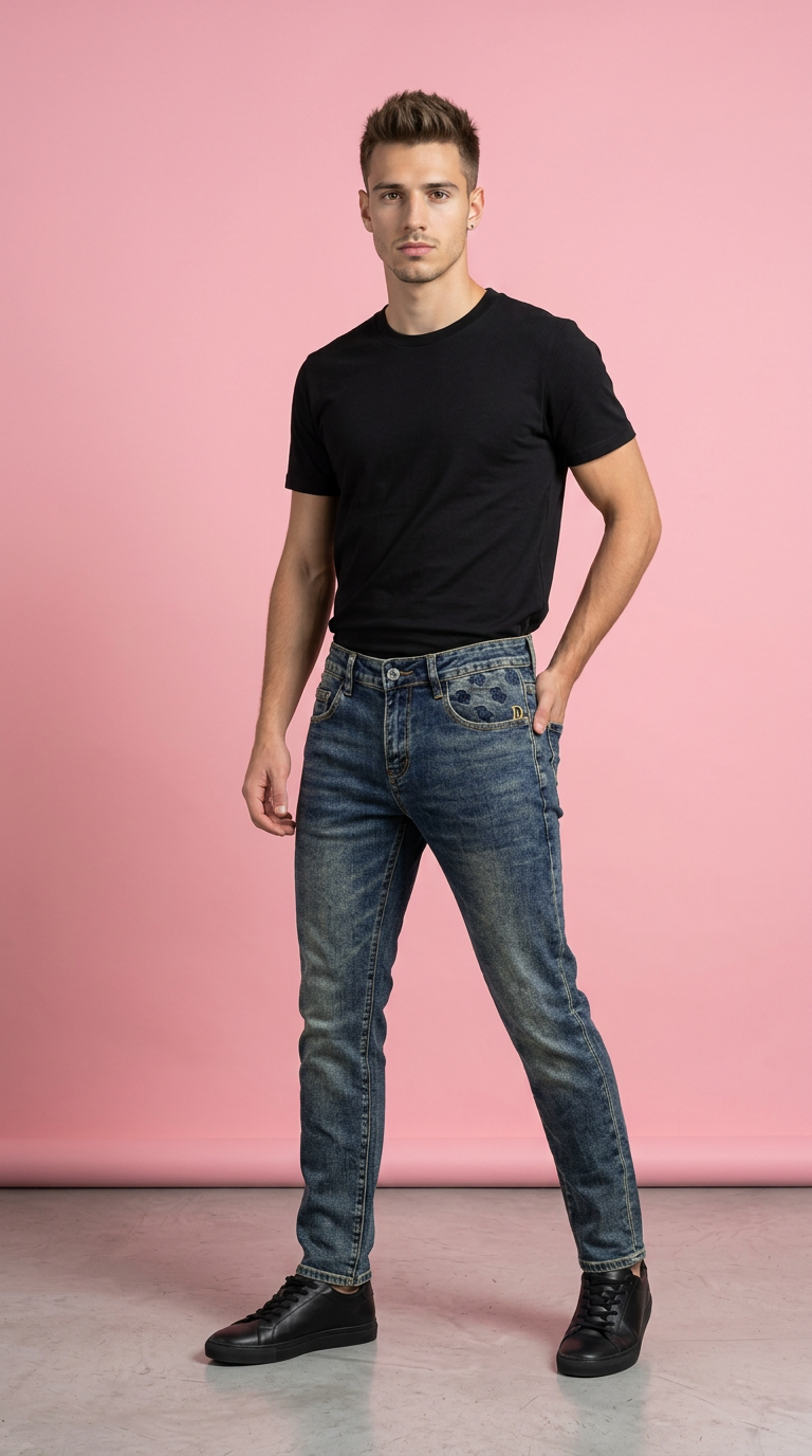 Style-D54-D&G Solid Jeans Slim fit