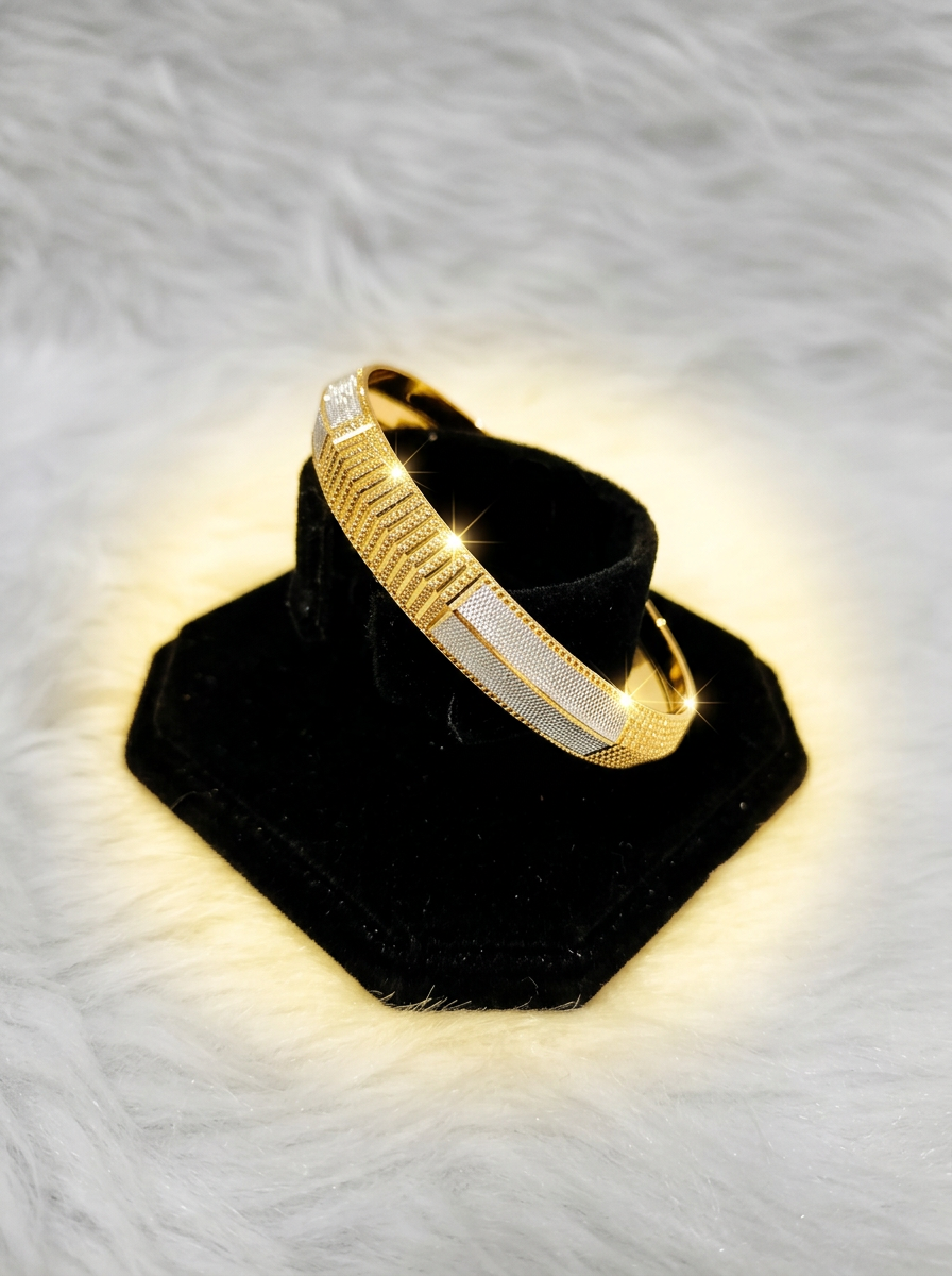 Straight Line dual tone Gold Plated Kada view 2
