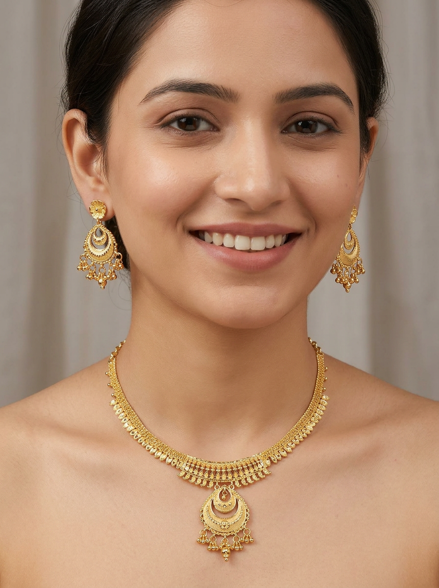 Elegant Designs Gold Necklace Set With Earrings view 2