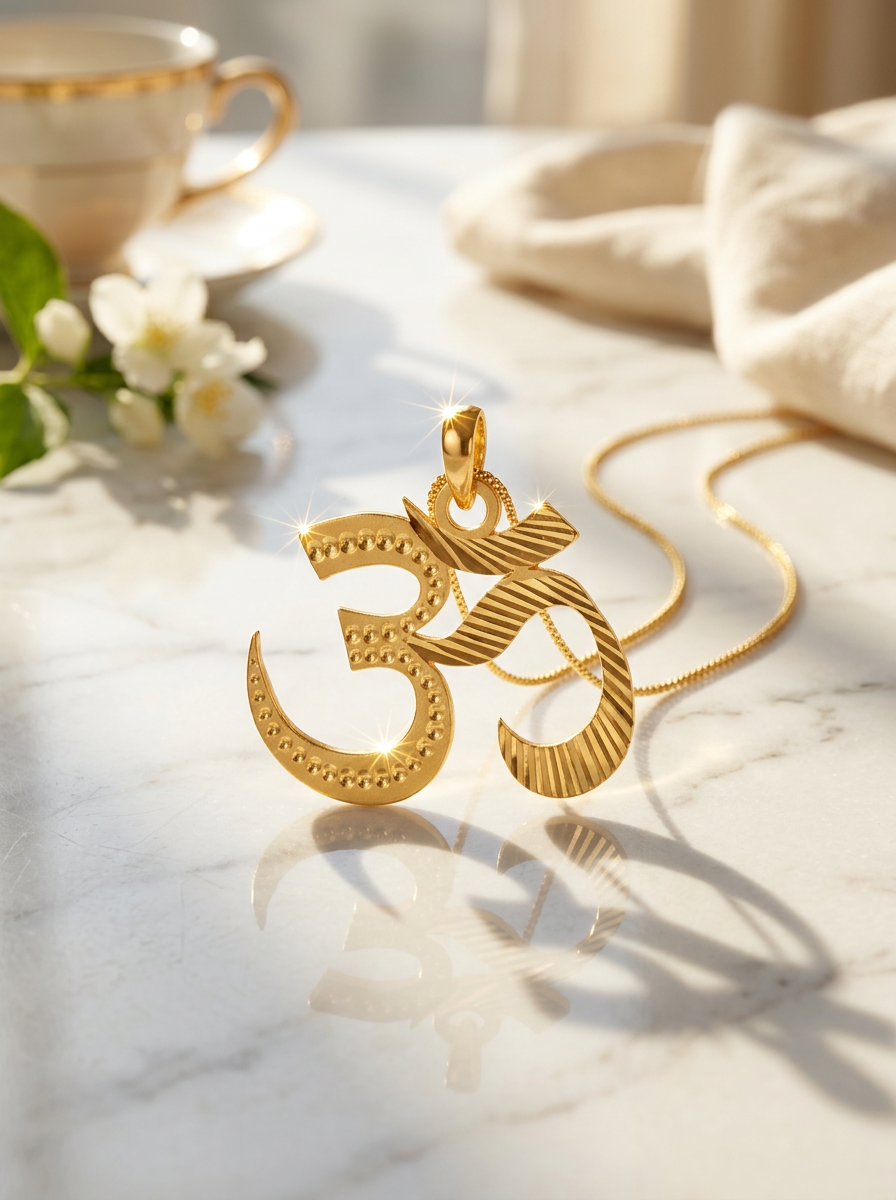 Om Gold Plated Pendant view 2