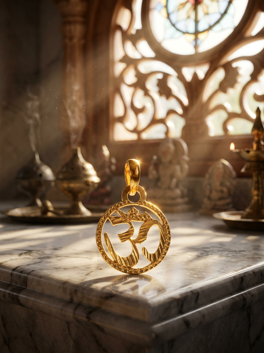 Gold Plated Om Pendant view 2