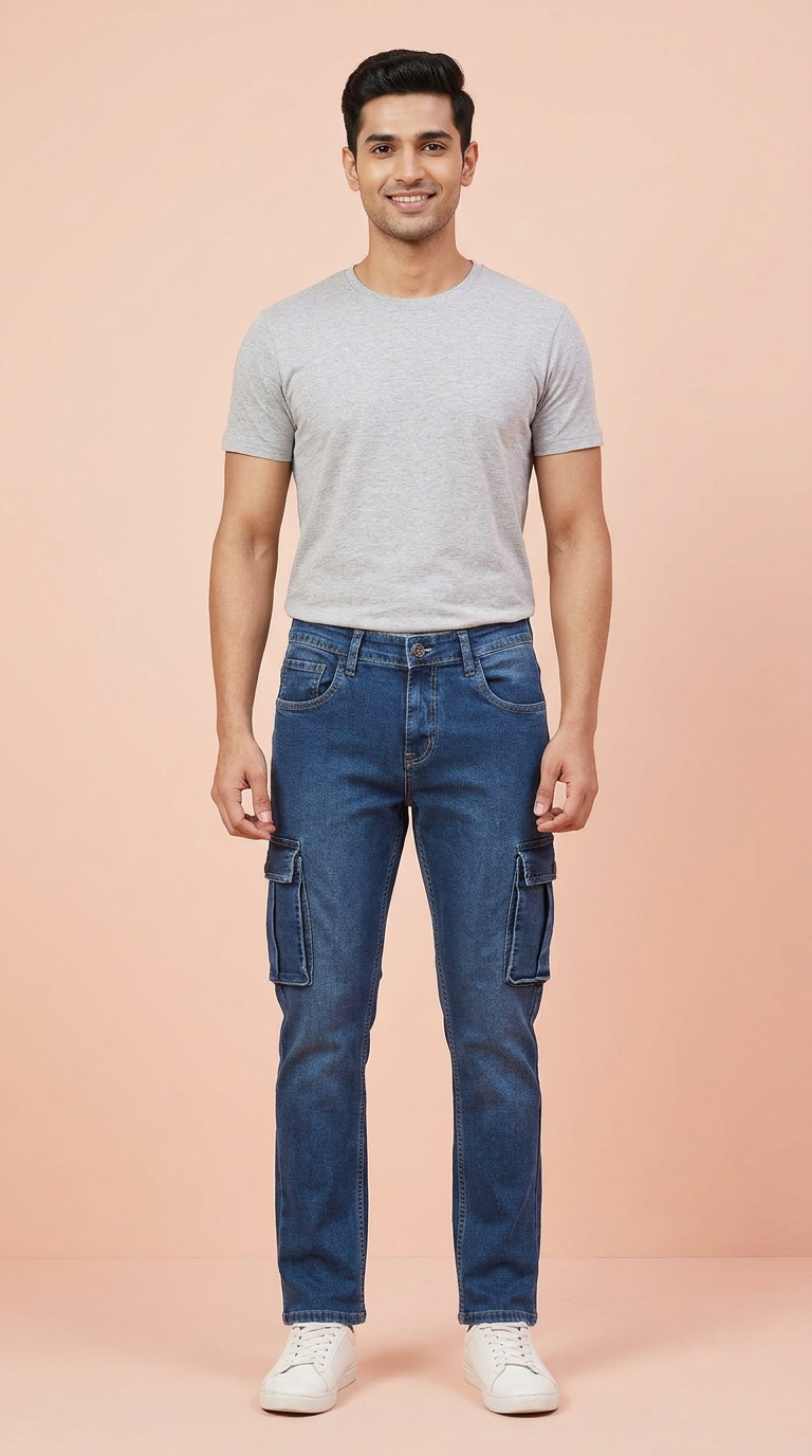 Denim Cargo Pants view 4