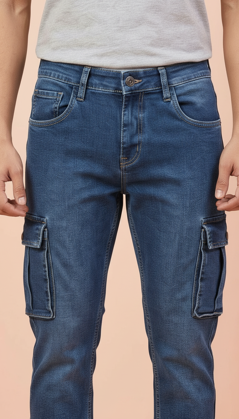 Denim Cargo Pants view 3