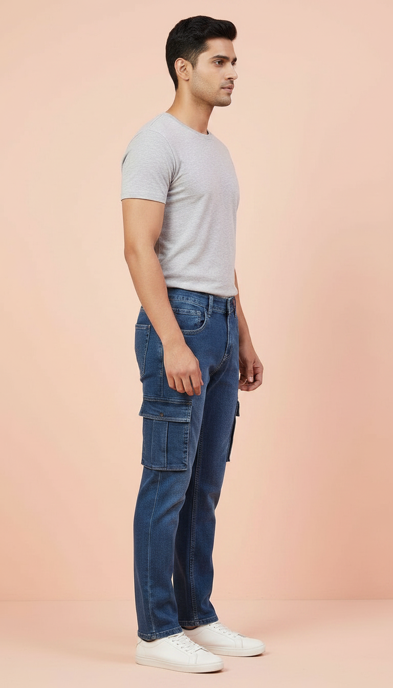 Denim Cargo Pants view 2