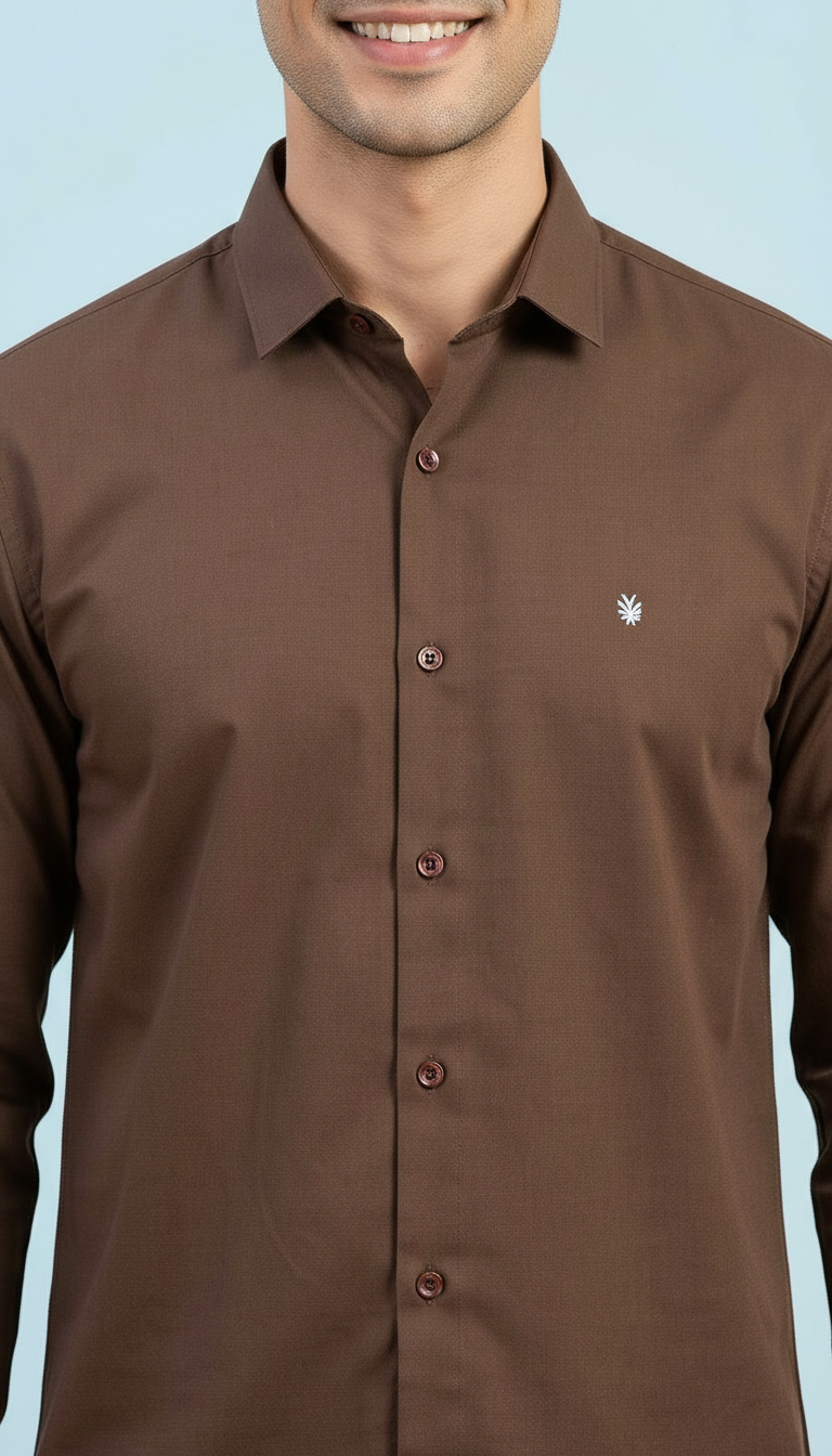 Brown Button-Up Shirt view 3