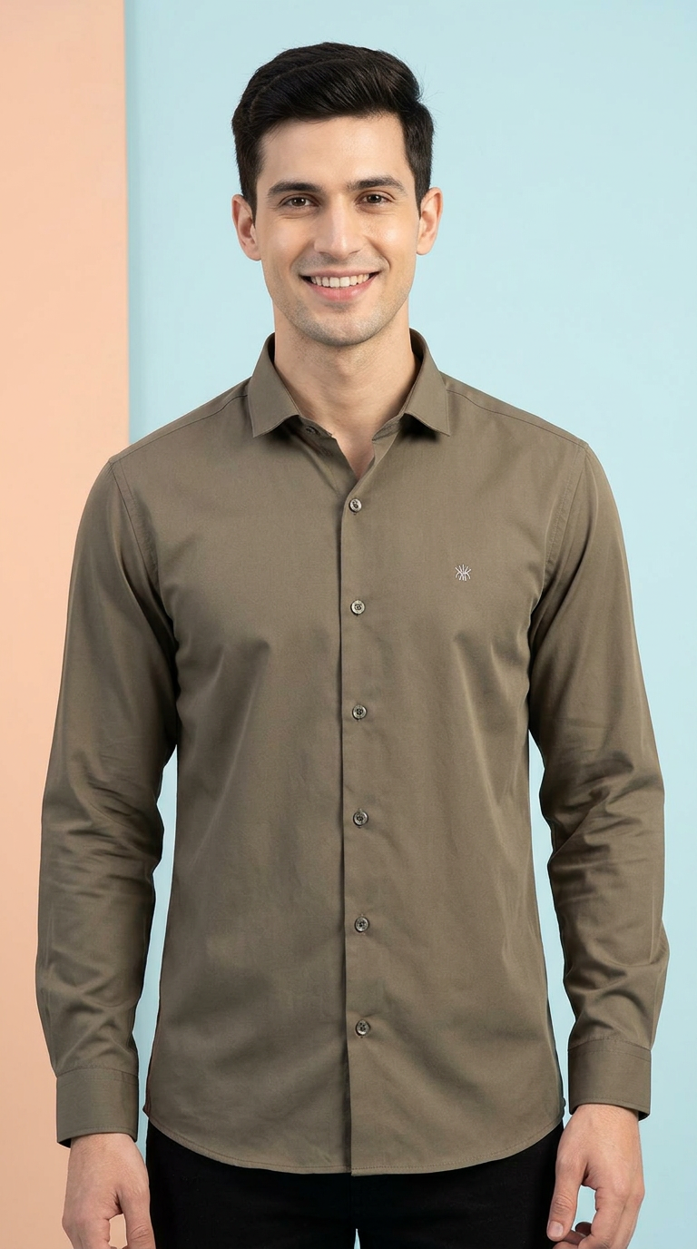 Mens Khaki Casual Shirt view 4