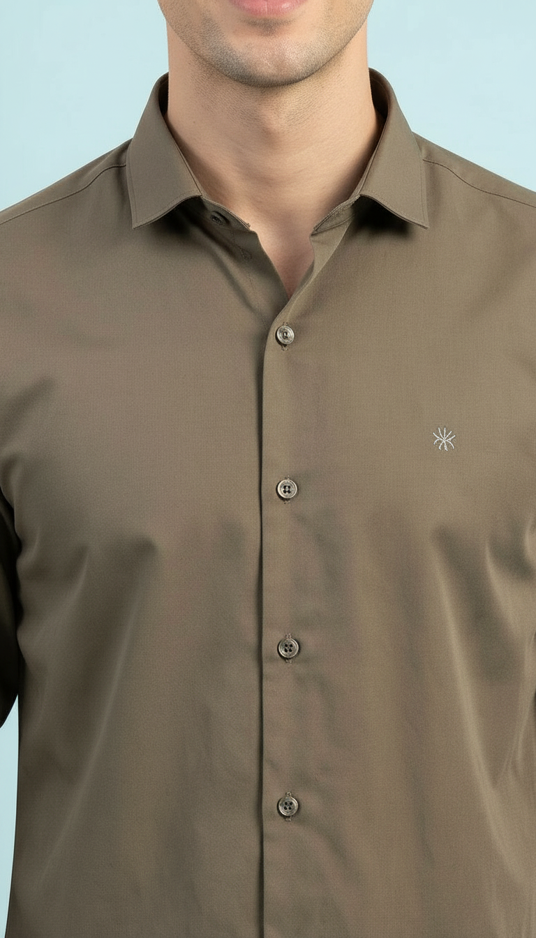Mens Khaki Casual Shirt view 3