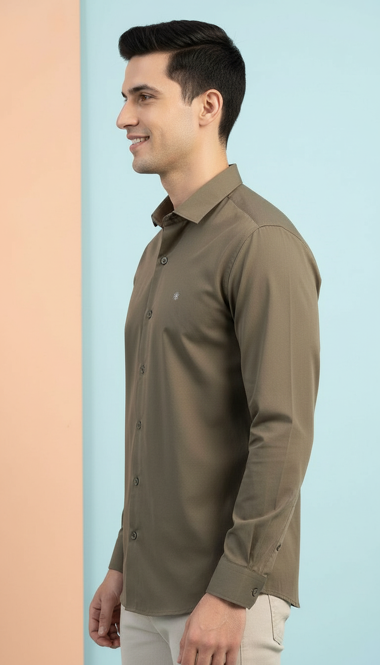 Mens Khaki Casual Shirt view 2