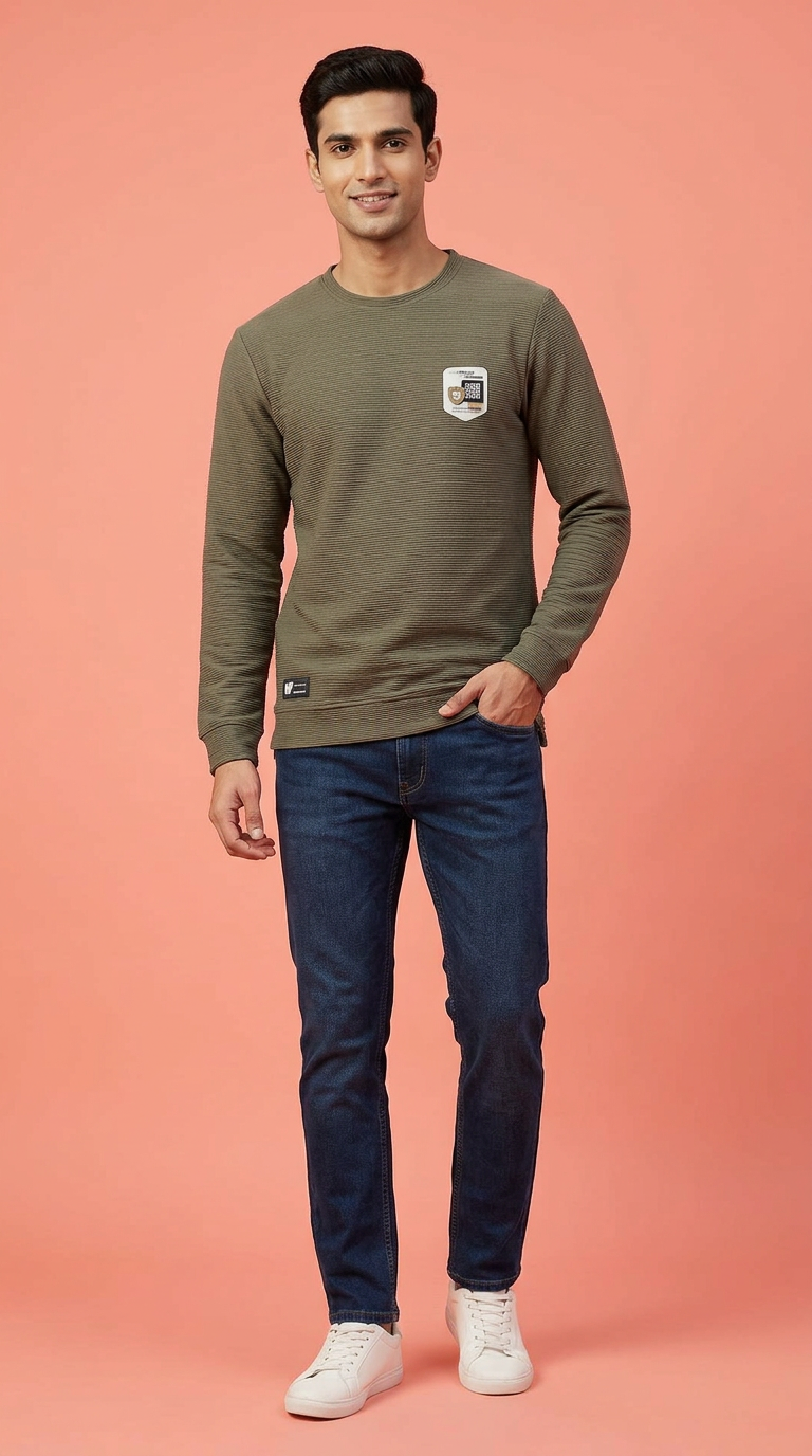 Mens Olive Sweatshirt view 4