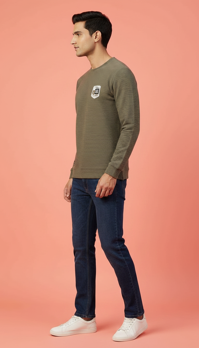 Mens Olive Sweatshirt view 3