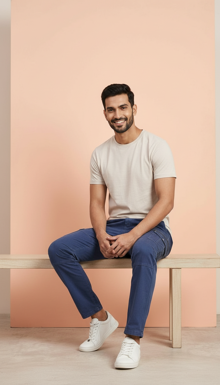 Blue Cargo Pants view 4