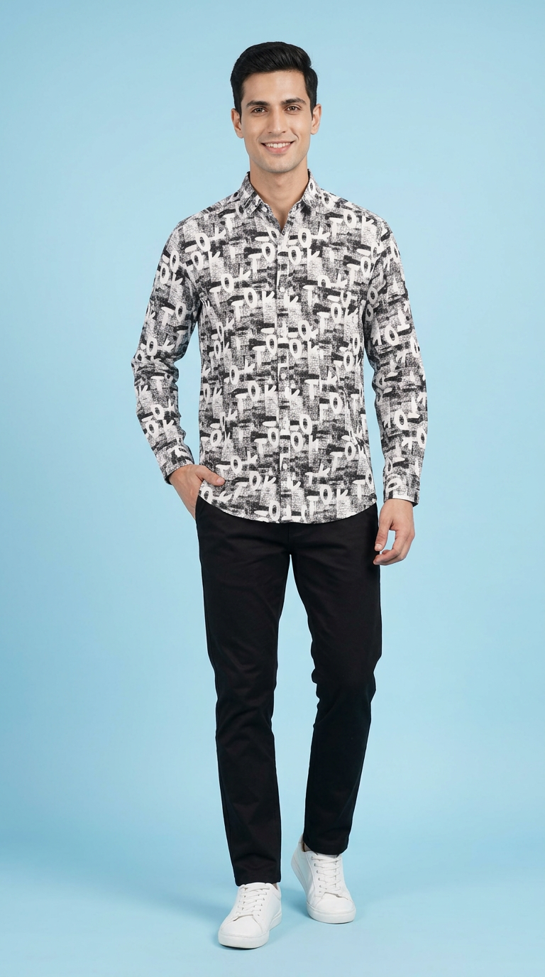 Printed Long Sleeve Shirt view 3