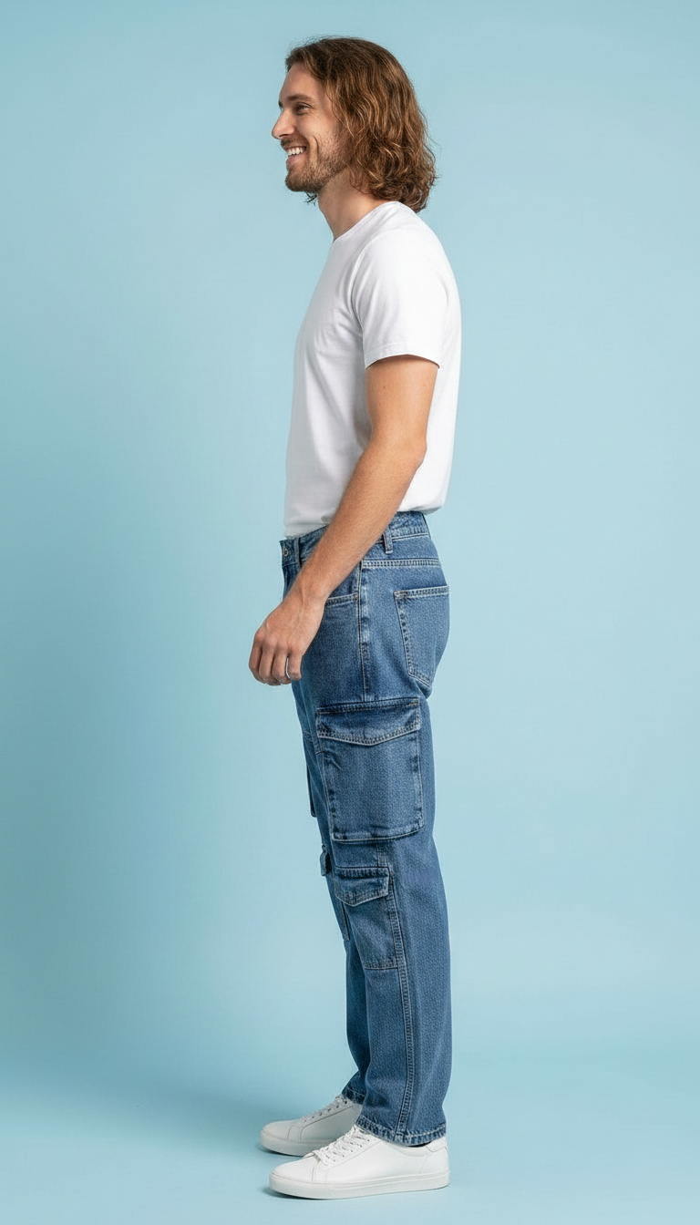 Blue Denim Cargo Pants view 2