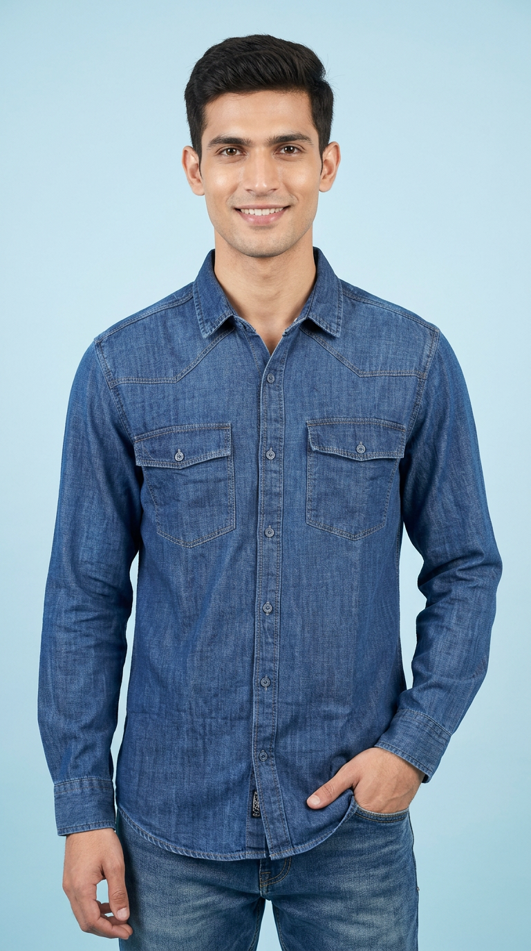 Denim Long Sleeve Shirt view 4