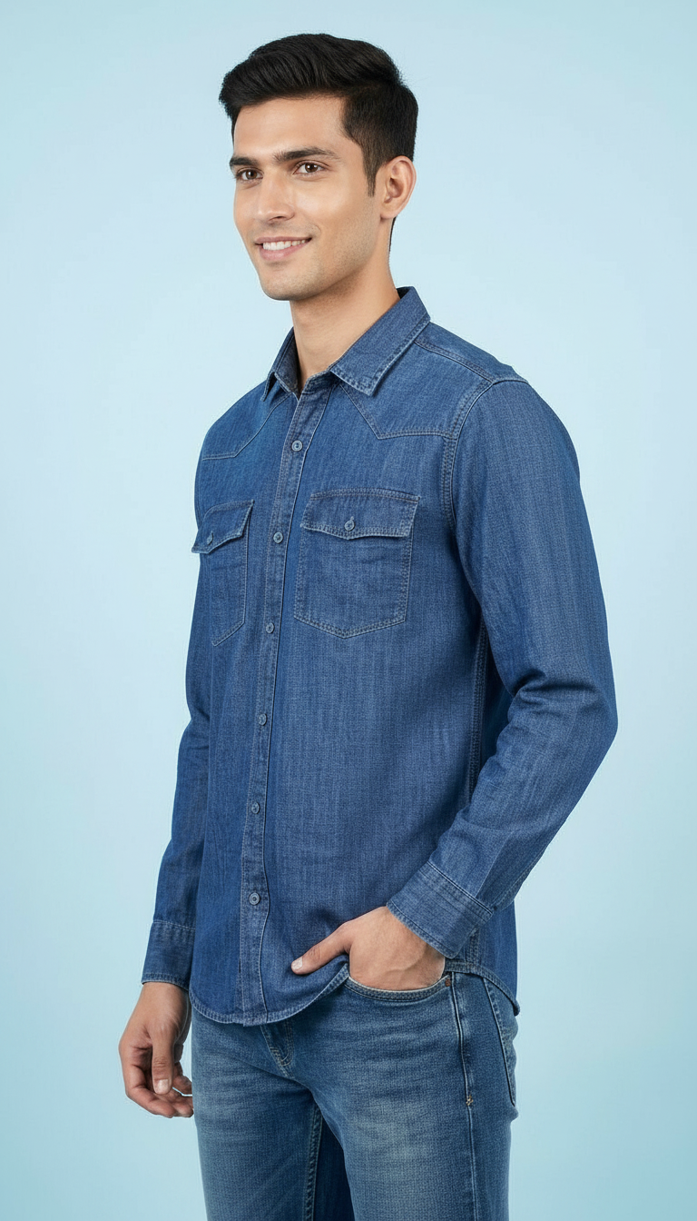 Denim Long Sleeve Shirt view 3