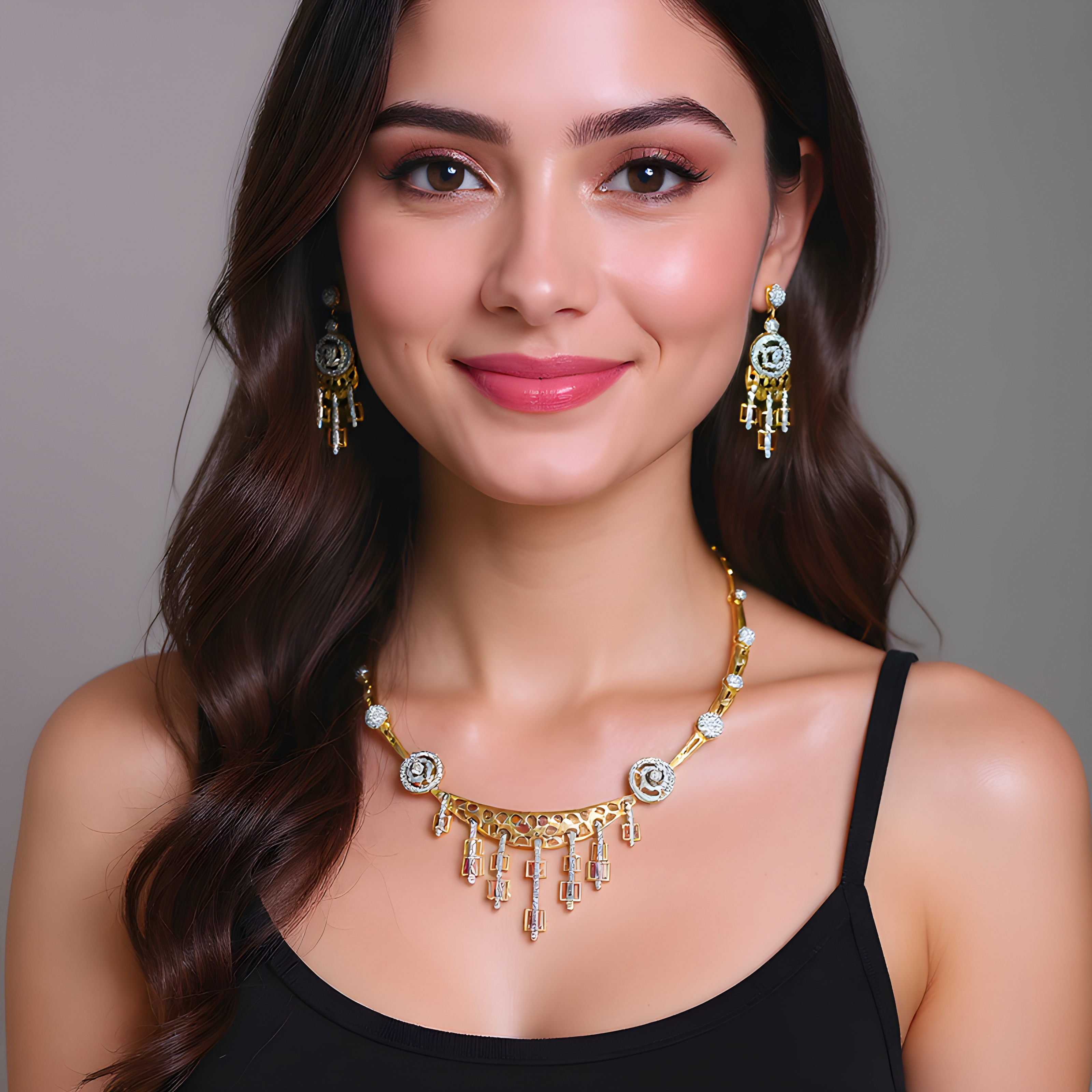 Devangna Spiral Charm Necklace Set