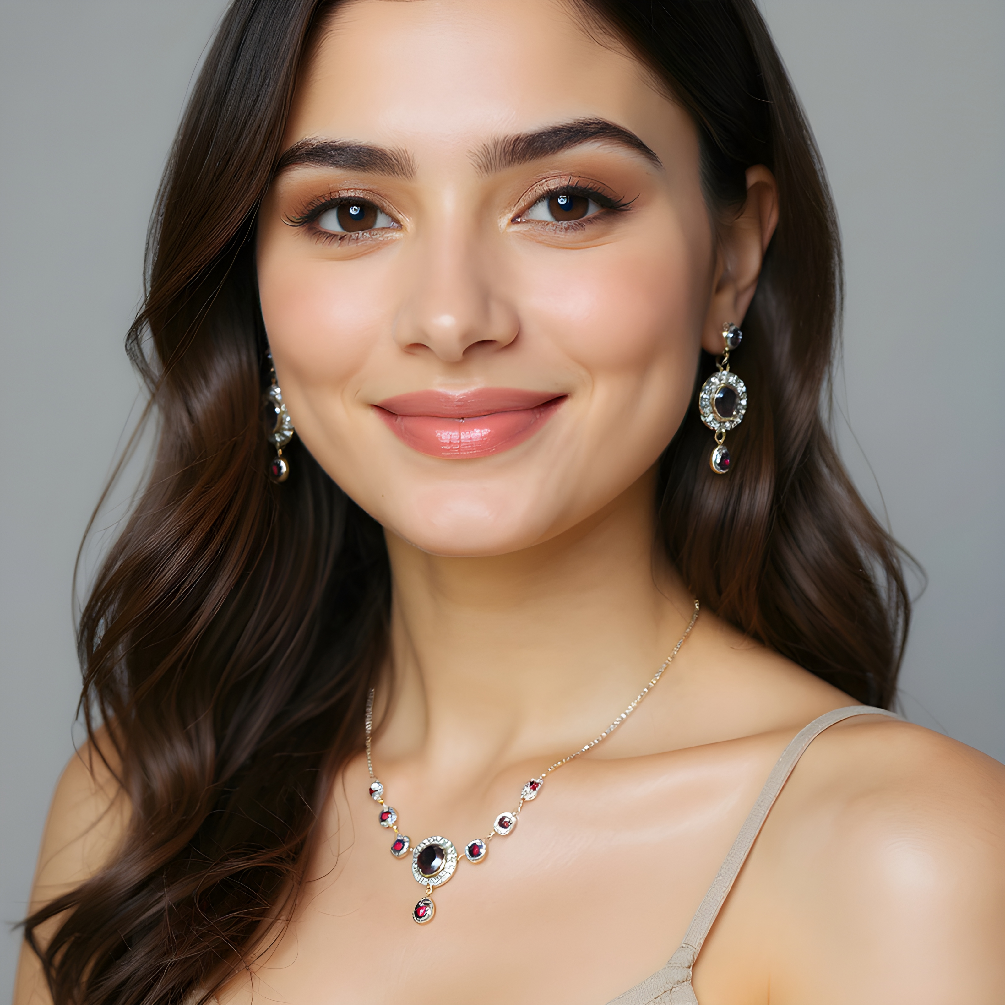 Gemstone Necklace and Earrings Set