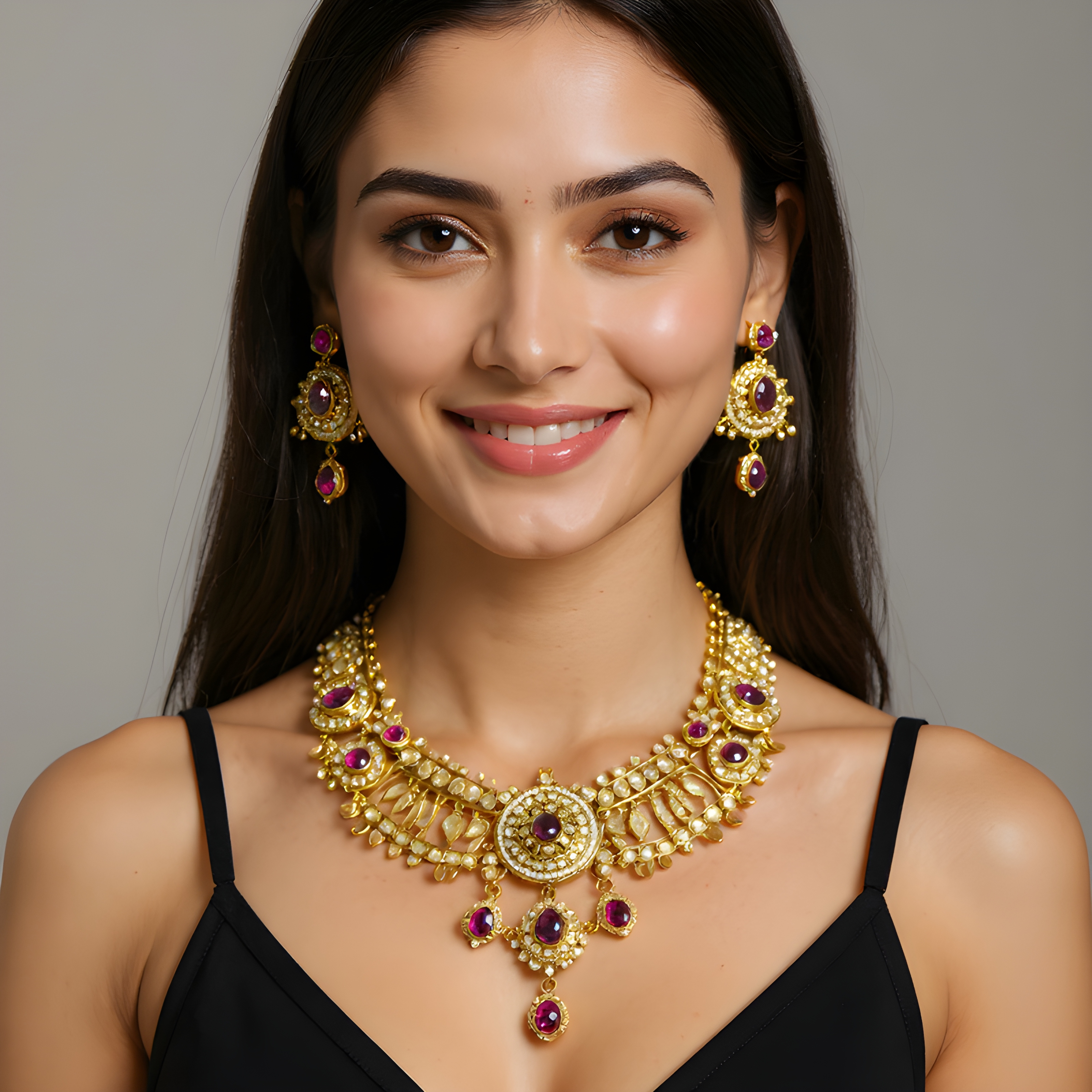 Gold-Plated Kundan Necklace Set