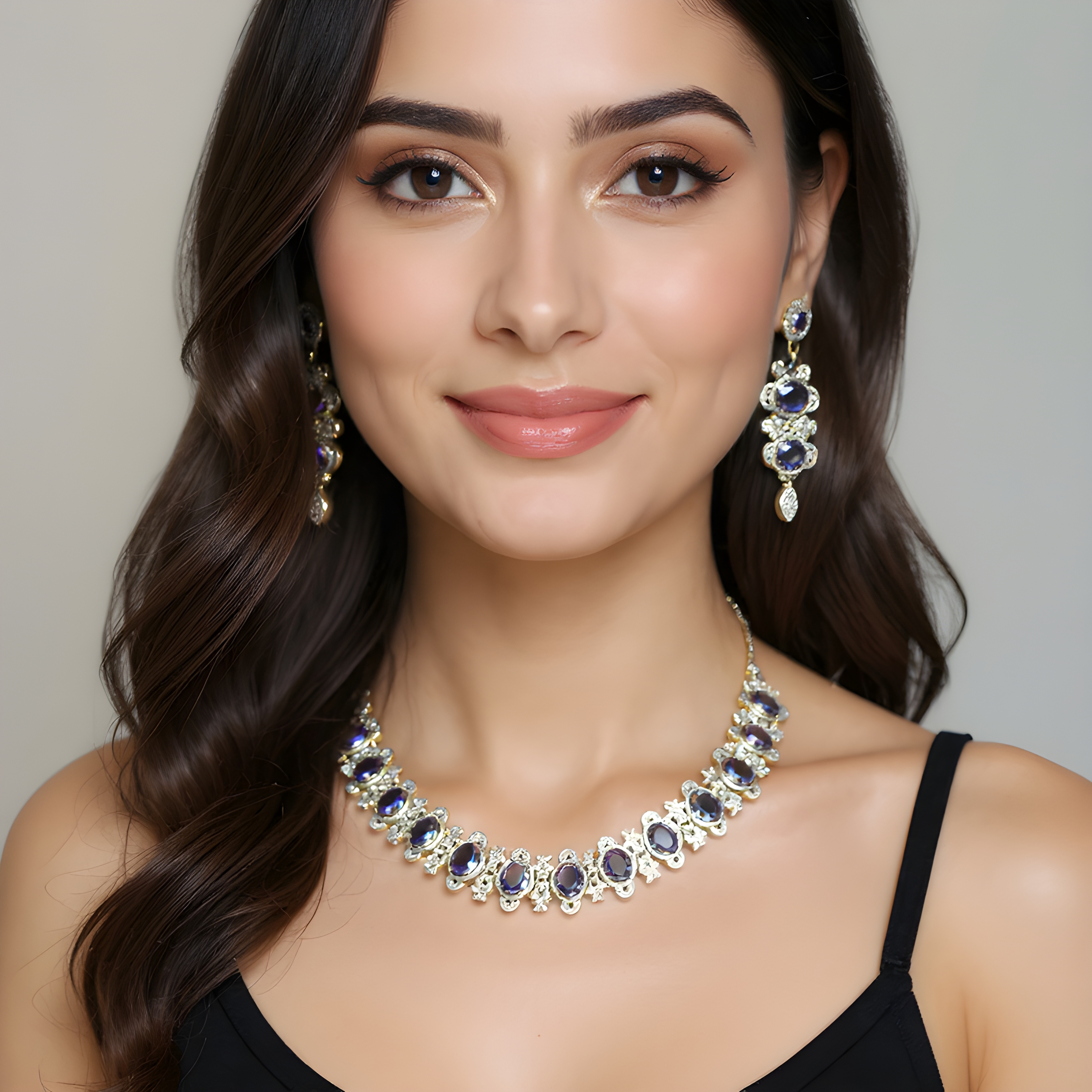 Gemstone Necklace and Earringss Set