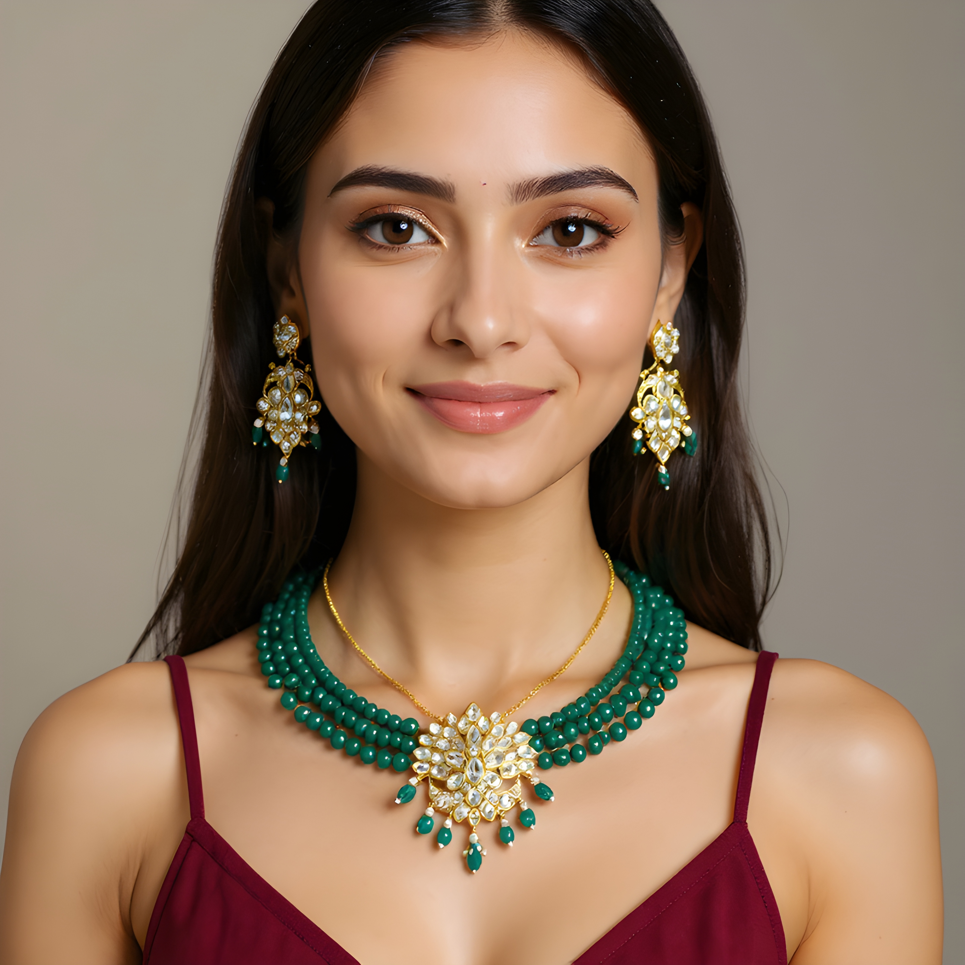 Devangna Emerald Green Necklace Set